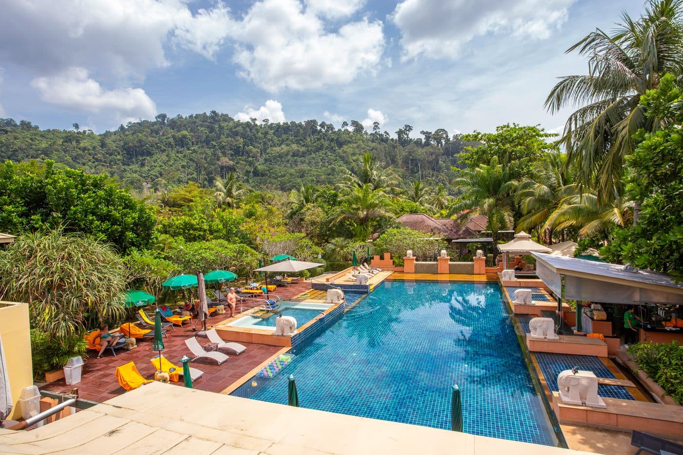 Swimming pool surrounded by gardens